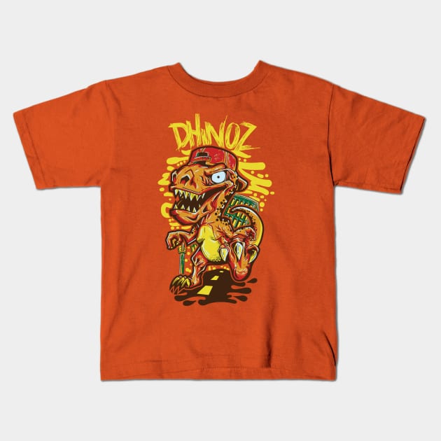 Dhinoz come to city Kids T-Shirt by badsyxn